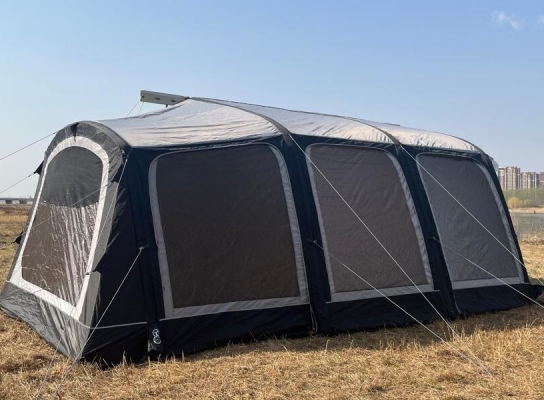 Inflatable caravan awning and RV awning